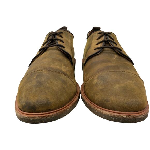 Warfield & Grand Shoes Mens 9.5 Olive Suede Cap Toe Derby Leather Dress Casual